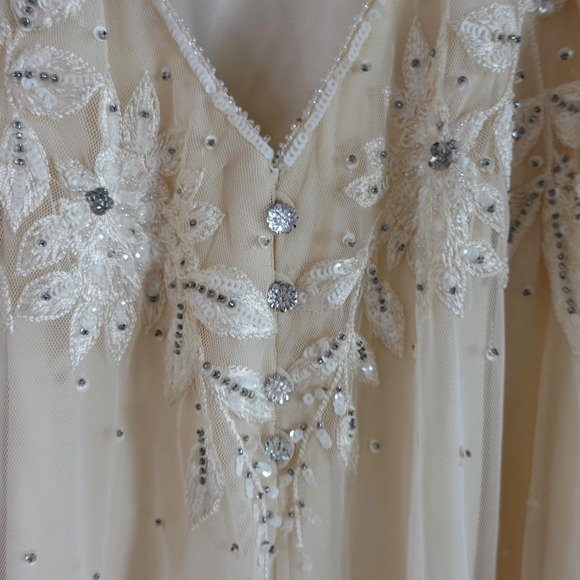 Collette Dinnigan Wedding Gown Small Ivory Beaded Sequin Bridal Dress Y2K VTG - Picture 7 of 16